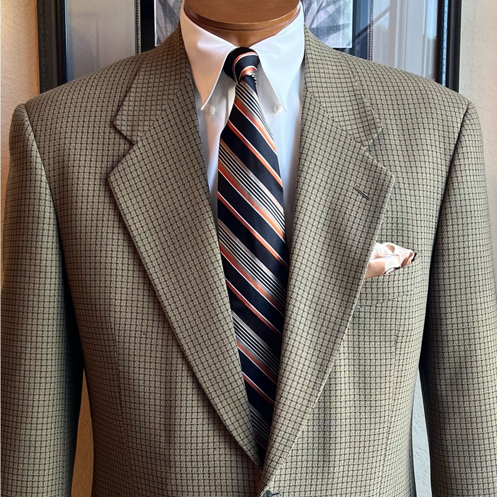 VIVA VINTAGE!  Andrew Fezza Assets All Wool Mini-check Weave Size 41R - Picture 2 of 14